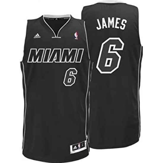 NBA Men's Miami Heat LeBron James Black-Black-White Swingman Jersey->miami heat->NBA Jersey