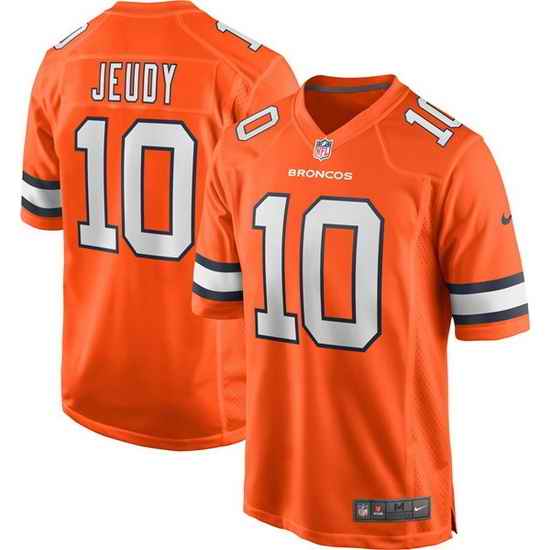 Men Denver Broncos #10 Jerry Jeudy Orange Game Stitched Jersey->denver broncos->NFL Jersey