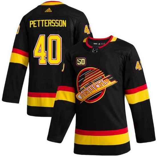 Men Vancouver Canucks #40 Elias Pettersson 50th Anniversary Black Stitched jersey->vancouver canucks->NHL Jersey