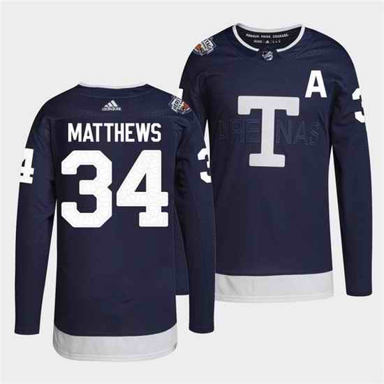 Men Toronto Maple Leafs #34 Auston Matthews 2022 Heritage Classic Navy Stitched jersey->toronto maple leafs->NHL Jersey