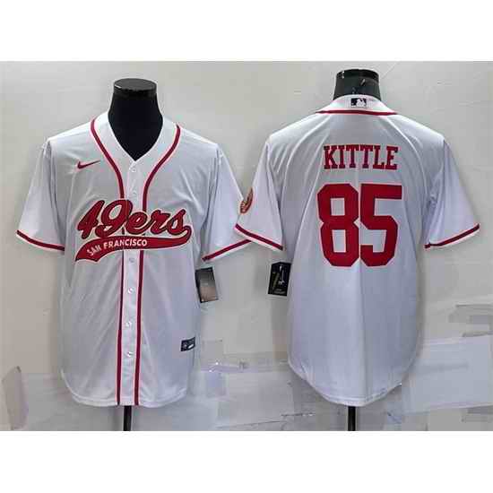 Men San Francisco 49ers #85 George Kittle White With Patch Cool Base Stitched Baseb->san francisco 49ers->NFL Jersey