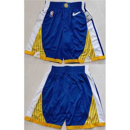 Men Golden State Warriors Blue Gold Shorts->nba shorts->NBA Jersey