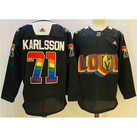 Men Vegas Golden Knights #71 William Karlsson 2022 Black Pride Night Stitched Jersey->vegas golden knights->NHL Jersey