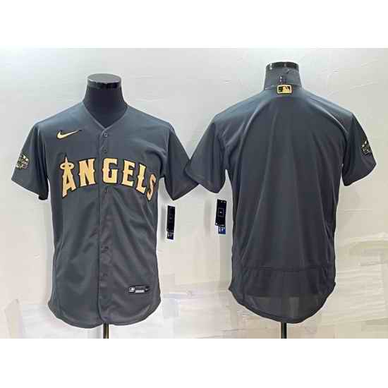 Men Los Angeles Angels Blank 2022 All Star Charcoal Flex Base Stitched Jersey->los angeles angels->MLB Jersey
