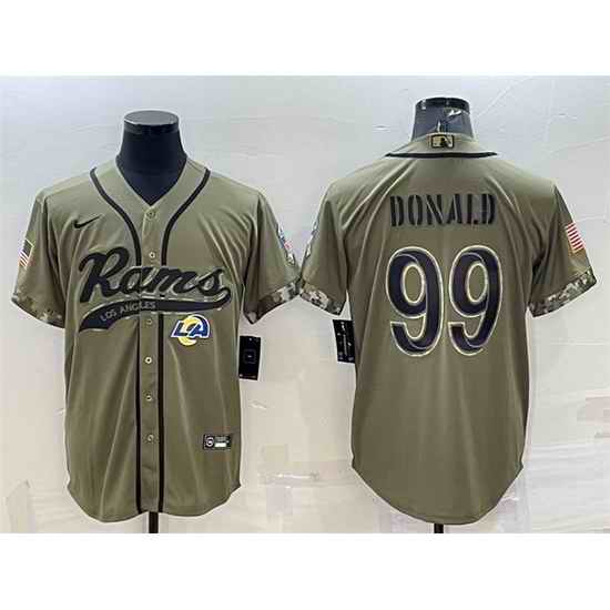Men Los Angeles Rams #99 Aaron Donald Olive 2022 Salute To Service Cool Base Stitched Baseball Jersey->los angeles rams->NFL Jersey