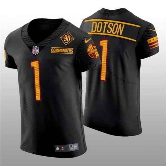Men Washington Commanders #1 Jahan Dotson 90th Anniversary Black Elite Stitched Jersey->washington commanders->NFL Jersey