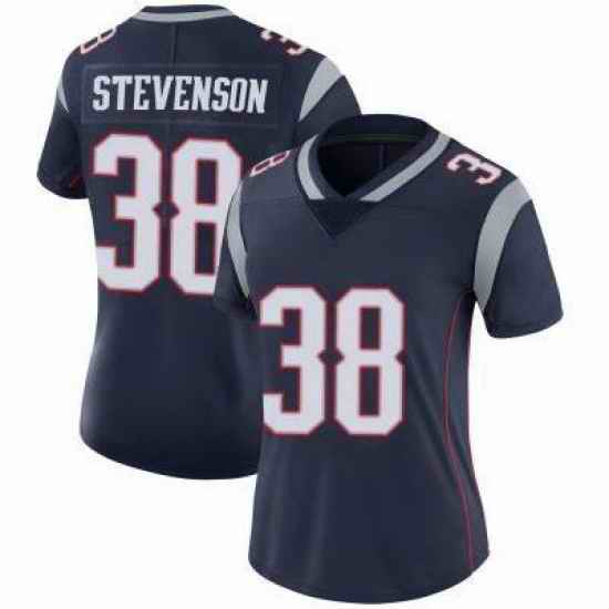 Women New England Patriots Rhamondre Stevenson #38 Navy Vapor Limited Jersey->women nfl jersey->Women Jersey