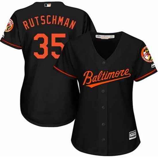 Women Baltimore Oriole #35 Adley Rutschman Black Flex Base Stitched Baseball jersey->women mlb jersey->Women Jersey