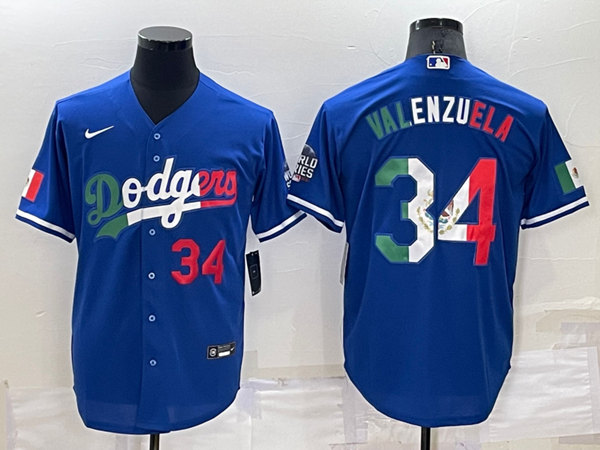 Men's Los Angeles Dodgers #34 Toro Valenzuela Royal Mexico Cool Base Stitched Baseball Jersey->los angeles dodgers->MLB Jersey