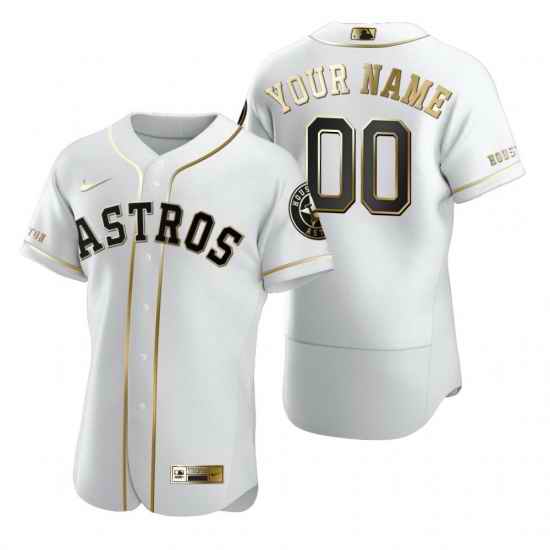 Men Women Youth Toddler Houston Astros White Gold Custom Nike MLB Flex Base Jersey->customized mlb jersey->Custom Jersey