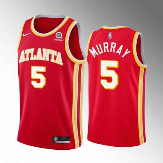 Men Atlanta Hawks #5 Dejounte Murray Red Stitched Jersey->atlanta hawks->NBA Jersey