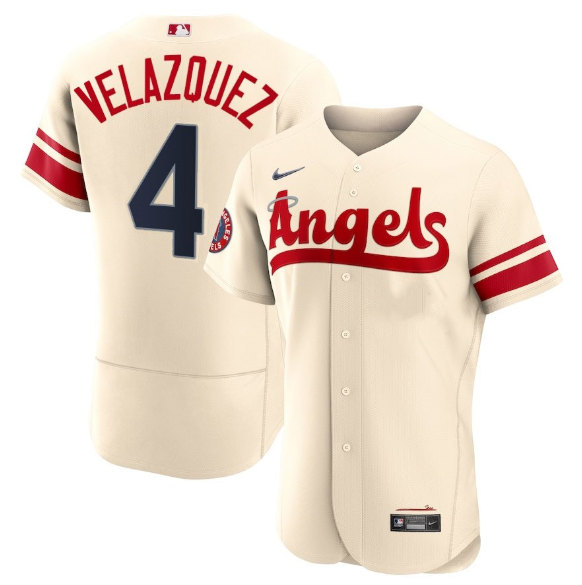 Men's Los Angeles Angels #4 Andrew Velazquez 2022 Cream City Connect Flex Base Stitched Jersey->los angeles angels->MLB Jersey