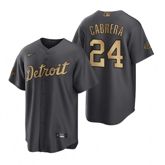 Men Detroit Tigers #24 Miguel Cabrera 2022 All Star Charcoal Base Base Stitched Jersey->detroit tigers->MLB Jersey