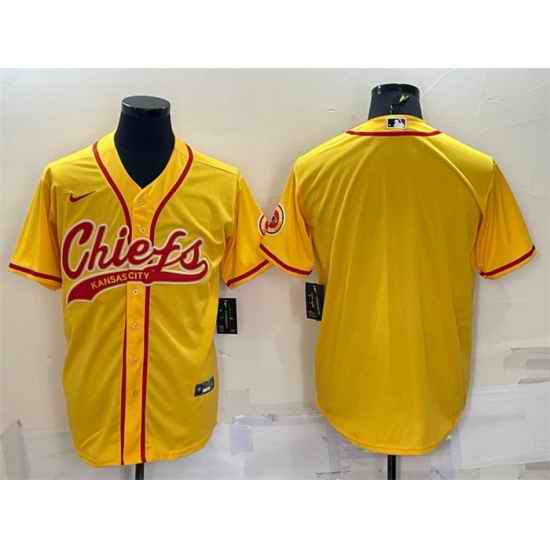 Men Kansas City Chiefs Blank Gold With Patch Cool Base Stitched Baseball Jersey->los angeles chargers->NFL Jersey