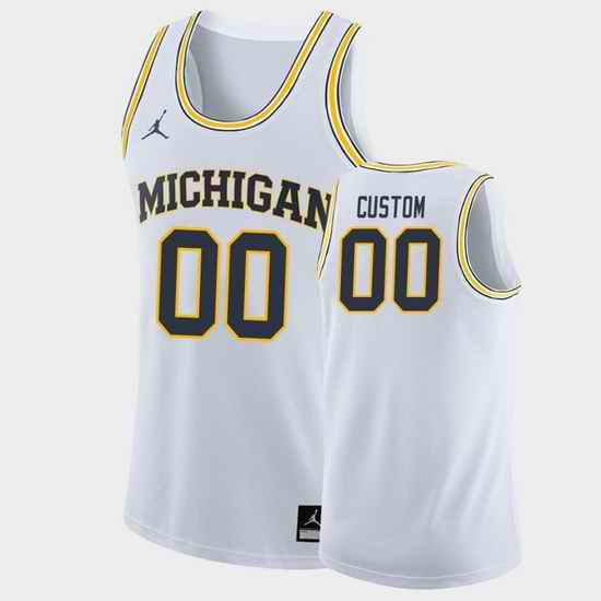 Michigan Wolverines Custom White Road College Basketball Jersey->->Custom Jersey