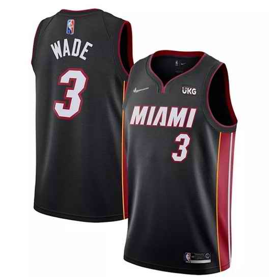 Men Miami Heat #3 Dwyane Wade Black Icon Edition 75th Anniversary Stitched Jersey->miami heat->NBA Jersey
