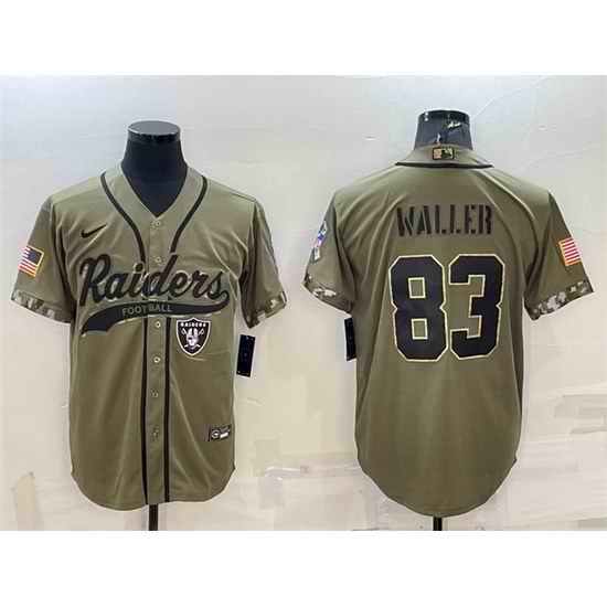 Men Las Vegas Raiders #83 Darren Waller 2022 Olive Salute To Service Cool Base Stitched Baseball Jersey->las vegas raiders->NFL Jersey