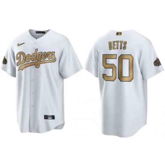 Men's Los Angeles Dodgers #50 Mookie Betts White 2022 All-Star Cool Base Stitched Baseball Jersey->women mlb jersey->Women Jersey
