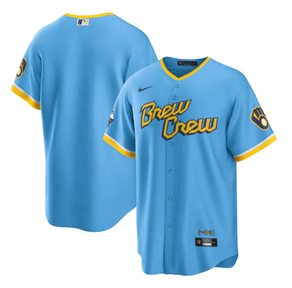 Men's Milwaukee Brewers Blank Powder Blue 2022 City Connect Cool Base Stitched Jersey->new york yankees->MLB Jersey