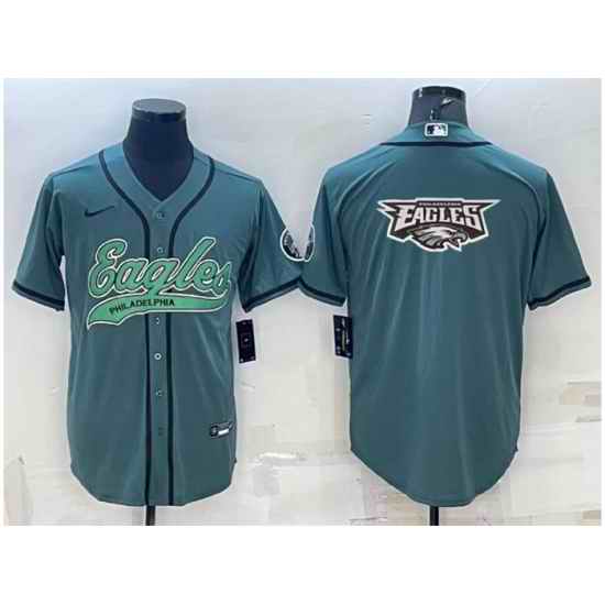 Men Philadelphia Eagles Green Team Big Logo With Patch Cool Base Stitched Baseball Jersey->philadelphia eagles->NFL Jersey