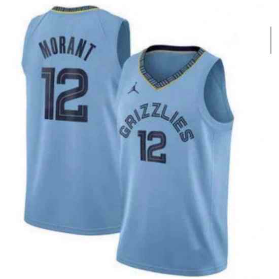 Men Jordan Brand Memphis Grizzlies #12 Ja Morant Light Blue Basketball Swingman Statement Edition Jersey->memphis grizzlies->NBA Jersey