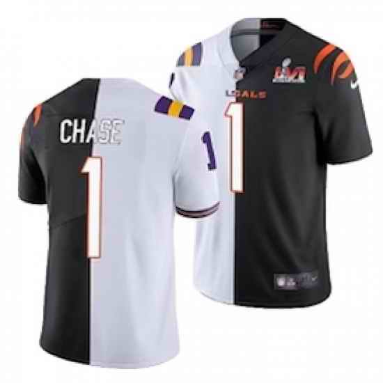 Tigers Bengals Split jersey Customized White Black->->Custom Jersey