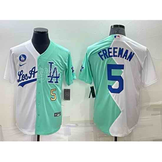 Men Los Angeles Dodgers #5 Freddie Freeman 2022 All Star White Green Cool Base Stitched Baseball Jerseys->los angeles dodgers->MLB Jersey