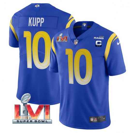 Youth Los Angeles Rams #10 Cooper Kupp Royal 2022 With C Patch Super Bowl LVI Vapor Untouchable Limited Stitched Jersey->los angeles rams->NFL Jersey