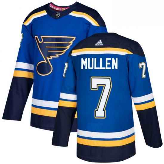 Mens Adidas St Louis Blues #7 Joe Mullen Authentic Royal Blue Home NHL Jersey->st.louis blues->NHL Jersey