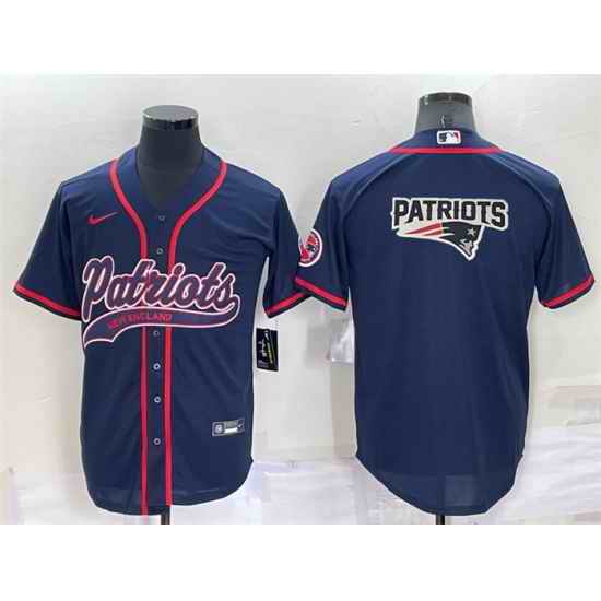 Men New England Patriots Navy Team Big Logo With Patch Cool Base Stitched Baseball Jersey->minnesota vikings->NFL Jersey