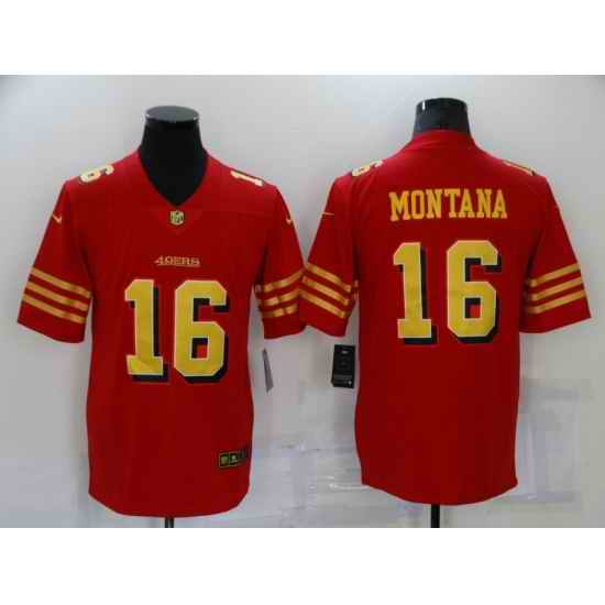 Men's San Francisco 49ers #16 Joe Montana Red Gold Untouchable Limited Jersey->san francisco 49ers->NFL Jersey