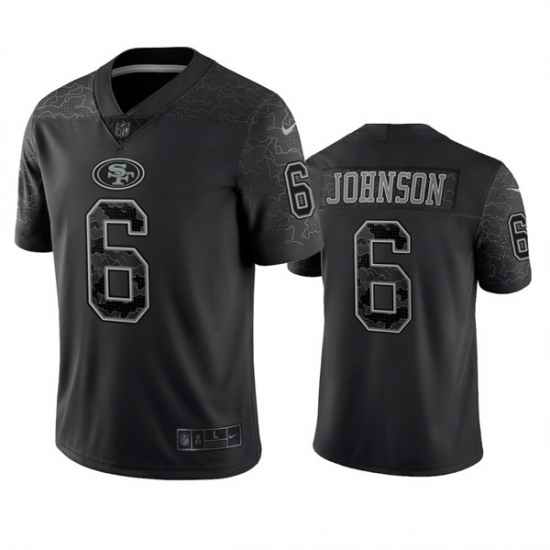 Men San Francisco 49ers #6 Marcus Johnson Black Reflective Limited Stitched Football Jersey->new england patriots->NFL Jersey