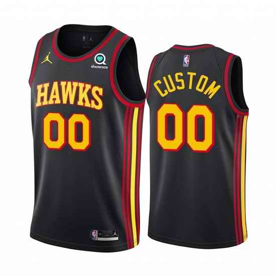 Men Women Youth Toddler Atlanta Hawks Black 2021 Custom Nike NBA Stitched Jersey->customized mlb jersey->Custom Jersey
