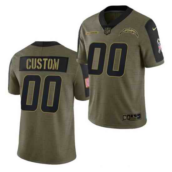 Men Women Youth Toddler  Los Angeles Chargers ACTIVE PLAYER Custom 2021 Olive Salute To Service Limited Stitched Jersey->customized nfl jersey->Custom Jersey