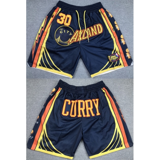Men Golden State Warriors #30 Stephen Curry Navy Shorts->nba shorts->NBA Jersey
