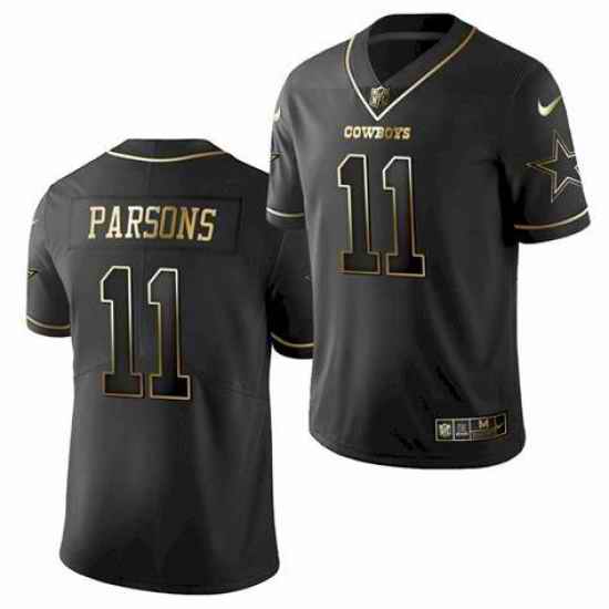 Men Dallas Cowboys #11 Micah Parsons Jersey Black Golden Limited Jersey->dallas cowboys->NFL Jersey