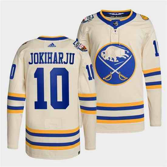 Men Buffalo Sabres #10 Henri Jokiharju 2022 Cream Heritage Classic Stitched jersey->boston bruins->NHL Jersey