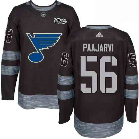 Mens Adidas St Louis Blues #56 Magnus Paajarvi Authentic Black 1917 2017 100th Anniversary NHL Jersey->st.louis blues->NHL Jersey