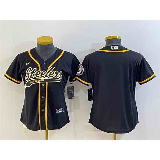 Women Pittsburgh Steelers Blank Black With Patch Cool Base Stitched Baseball Jersey