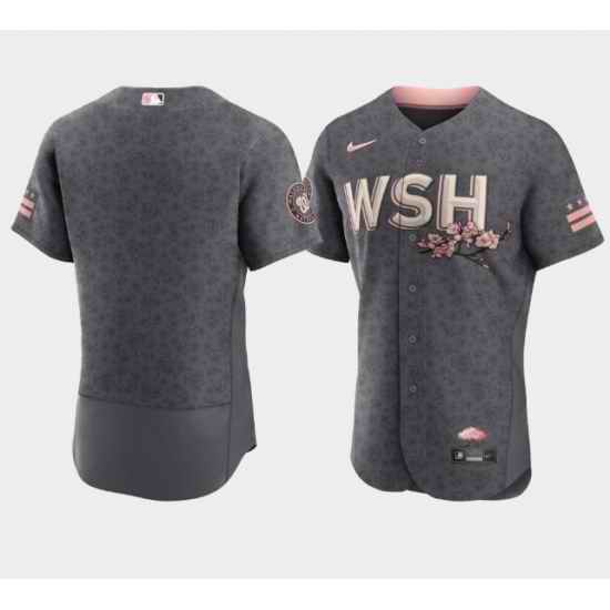 Men Washington Nationals Blank 2022 Grey City Connect Cherry Blossom Flex Base Stitched MLB jersey->washington nationals->MLB Jersey
