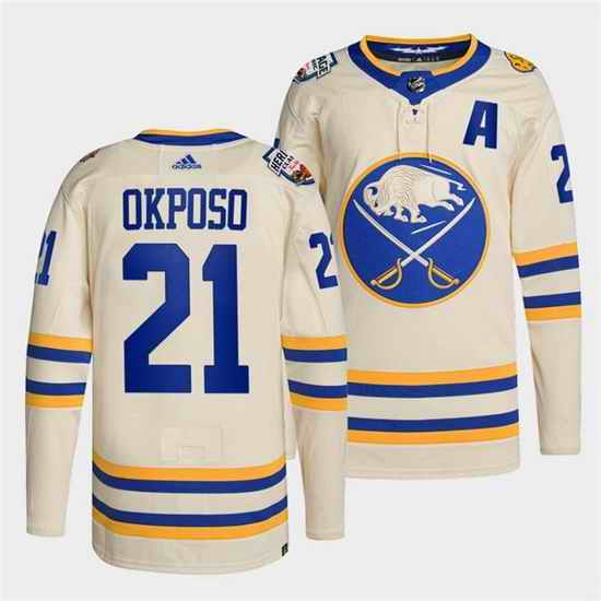 Men Buffalo Sabres #21 Kyle Okposo 2022 Cream Heritage Classic Stitched jersey->buffalo sabres->NHL Jersey