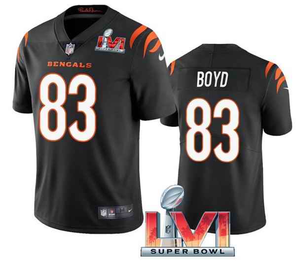 Nike Bengals #83 Tyler Boyd Black 2022 Super Bowl LVI Vapor Limited Jersey->cincinnati bengals->NFL Jersey