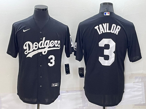 Men's Los Angeles Dodgers #3 Chris Taylor Black Cool Base Stitched Baseball Jersey->los angeles dodgers->MLB Jersey