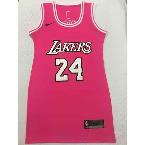 Women Los Angeles Lakers #24 Kobe Bryant Dress Stitched Jersey Pink->nba women dress jersey->NBA Jersey