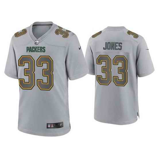Men Green Bay Packers #33 Aaron Jones Gray Atmosphere Fashion Stitched Game Jersey->green bay packers->NFL Jersey