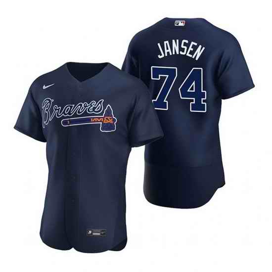 Men Atlanta Braves #74 Kenley Jansen Navy Flex Base Stitched Baseball jersey->atlanta braves->MLB Jersey