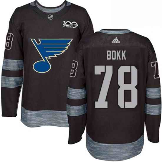 Mens Adidas St Louis Blues #78 Dominik Bokk Authentic Black 1917 2017 100th Anniversary NHL Jersey->st.louis blues->NHL Jersey