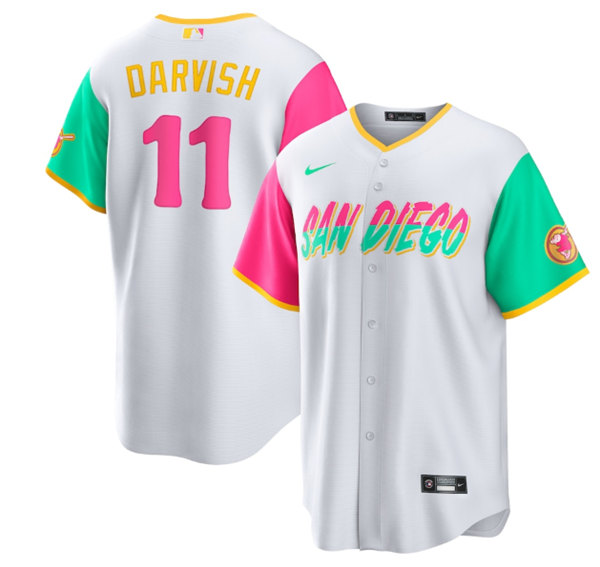 Men's San Diego Padres #11 Yu Darvish White 2022 City Connect Cool Base Stitched Jersey->san francisco giants->MLB Jersey