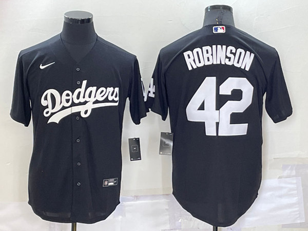 Men's Los Angeles Dodgers #42 Jackie Robinson Black Cool Base Stitched Jersey->los angeles dodgers->MLB Jersey