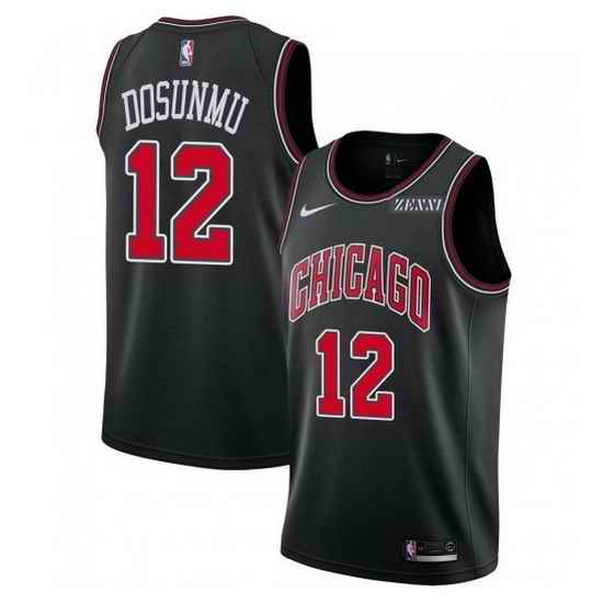 Men Chicago Bulls #12 Ayo Dosunmu Black Stitched Basketball Jersey->charlotte hornets->NBA Jersey